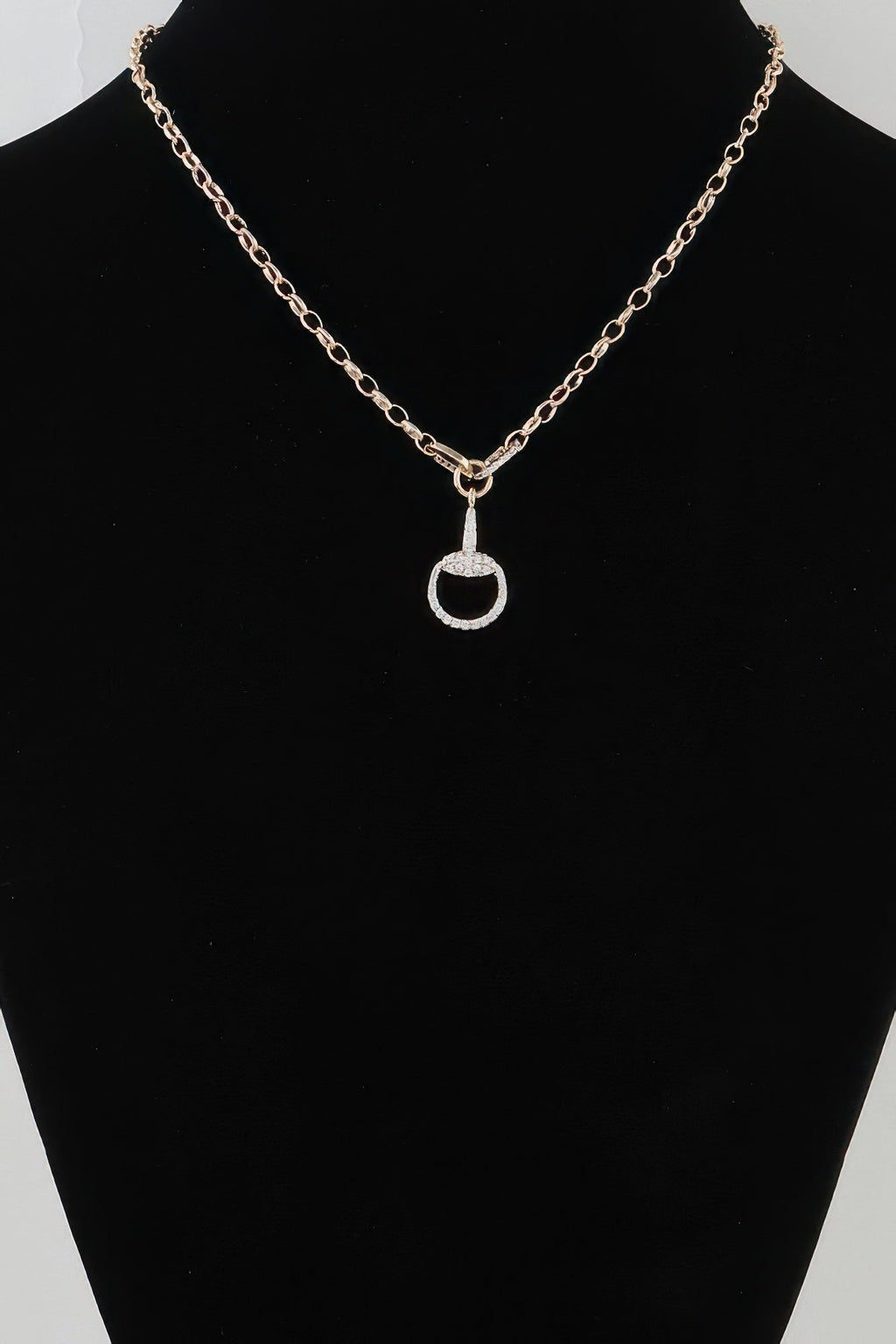 Bejeweled Equestrian Drop Chain Necklace