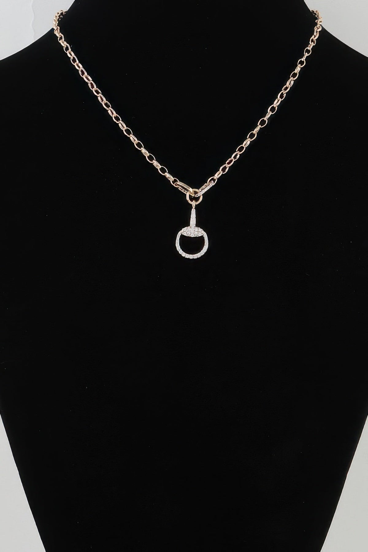 Bejeweled Equestrian Drop Chain Necklace