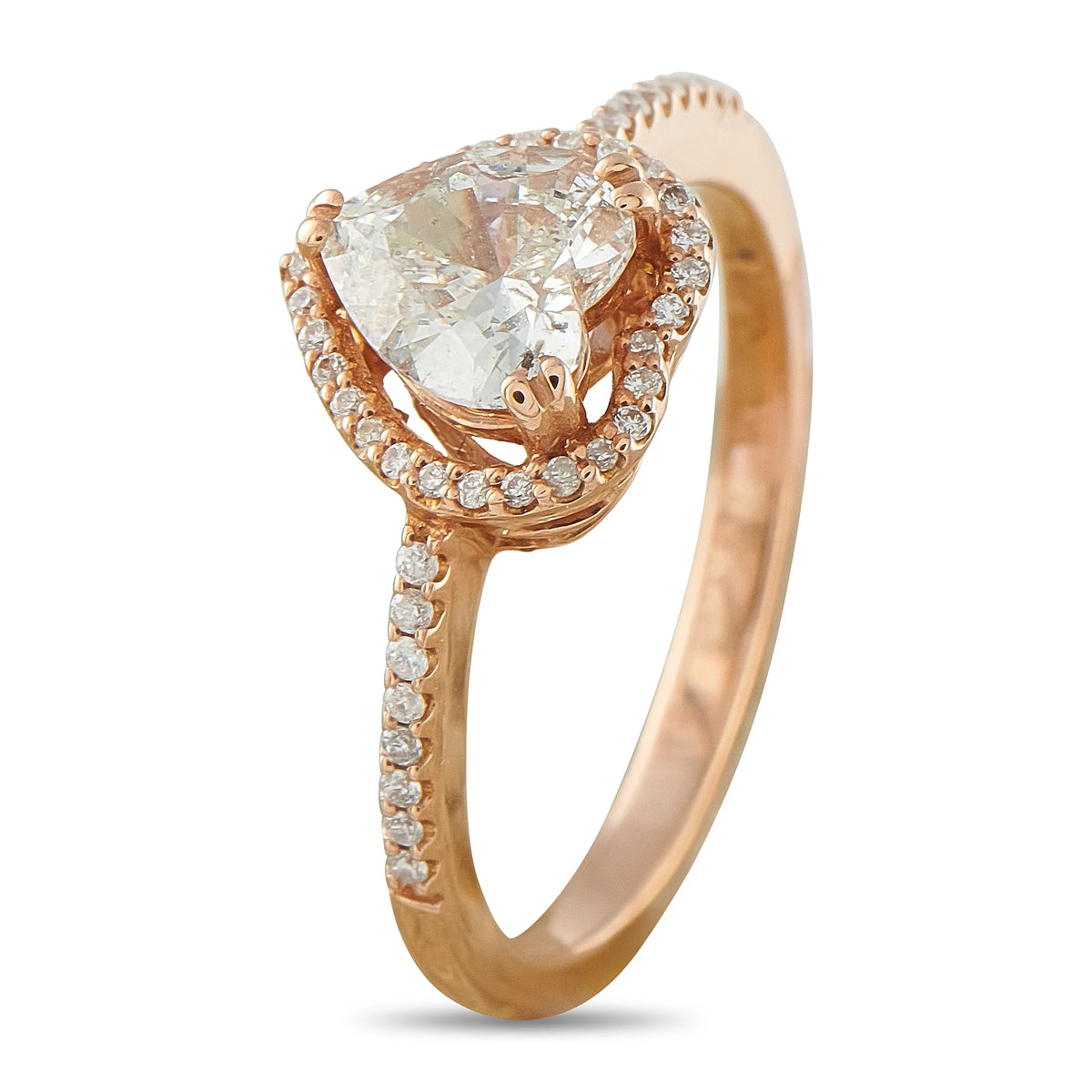 LB Exclusive 18K Rose Gold 1.10ct Diamond Heart Halo Ring MF10-081226