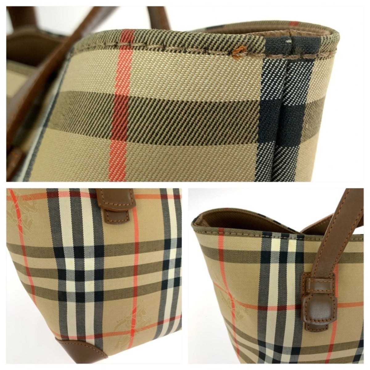 Burberry  Canvas Leather Handbag Tote Bag (Pre-Owned)