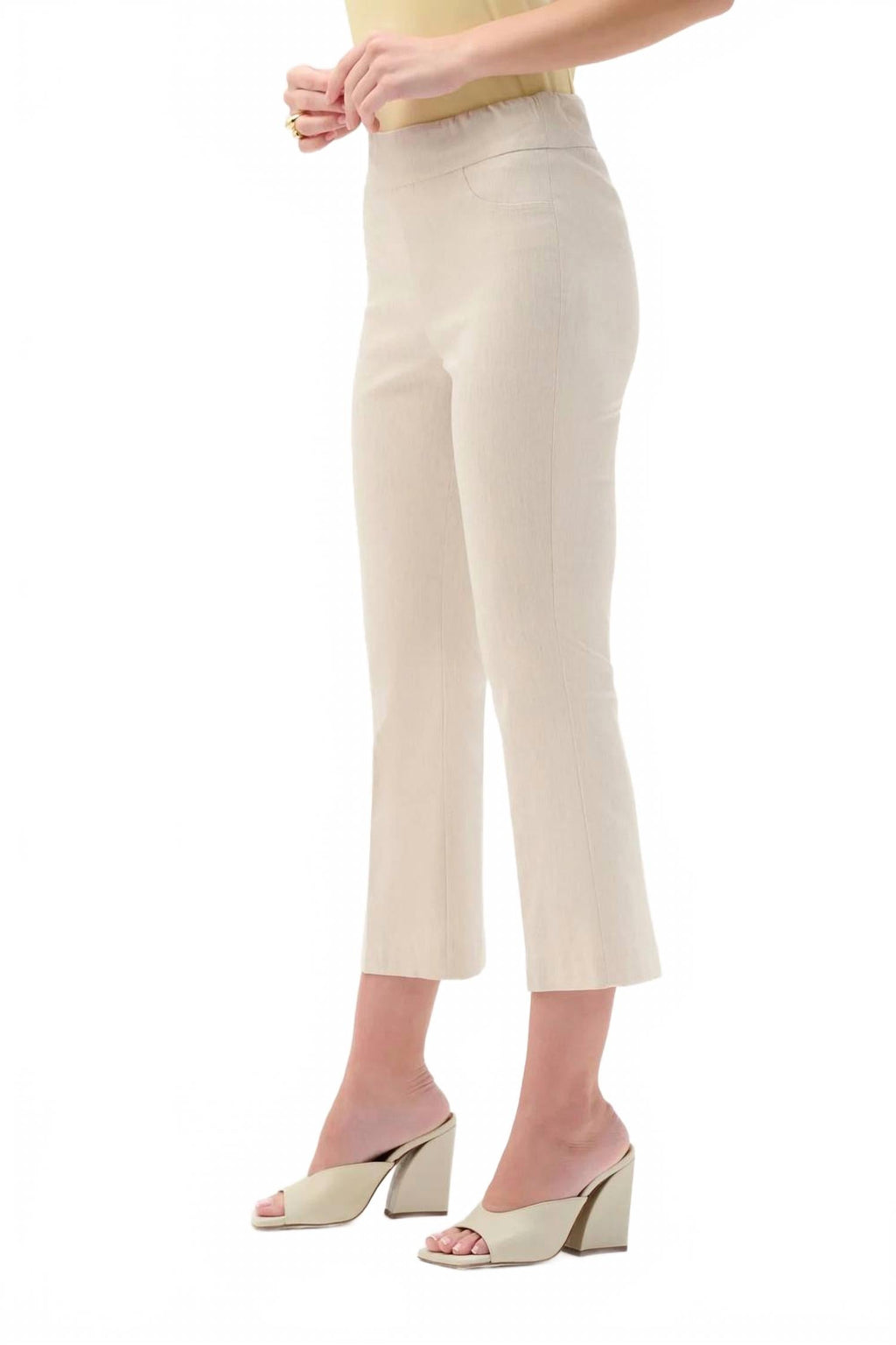 Woven Pull-On Cropped Flare Pants In Natural