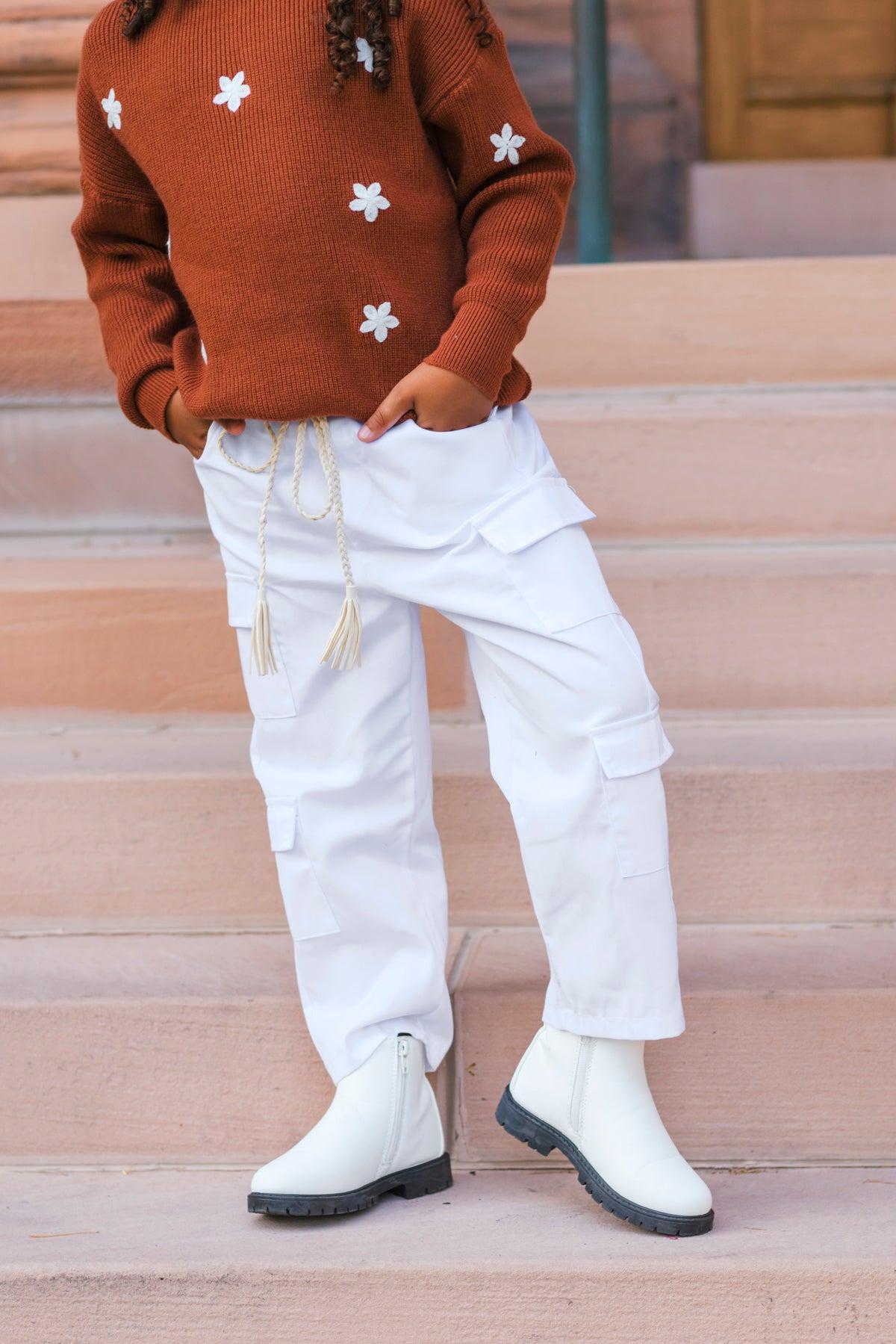 Brown Flower Sweater Cargo Pant Set