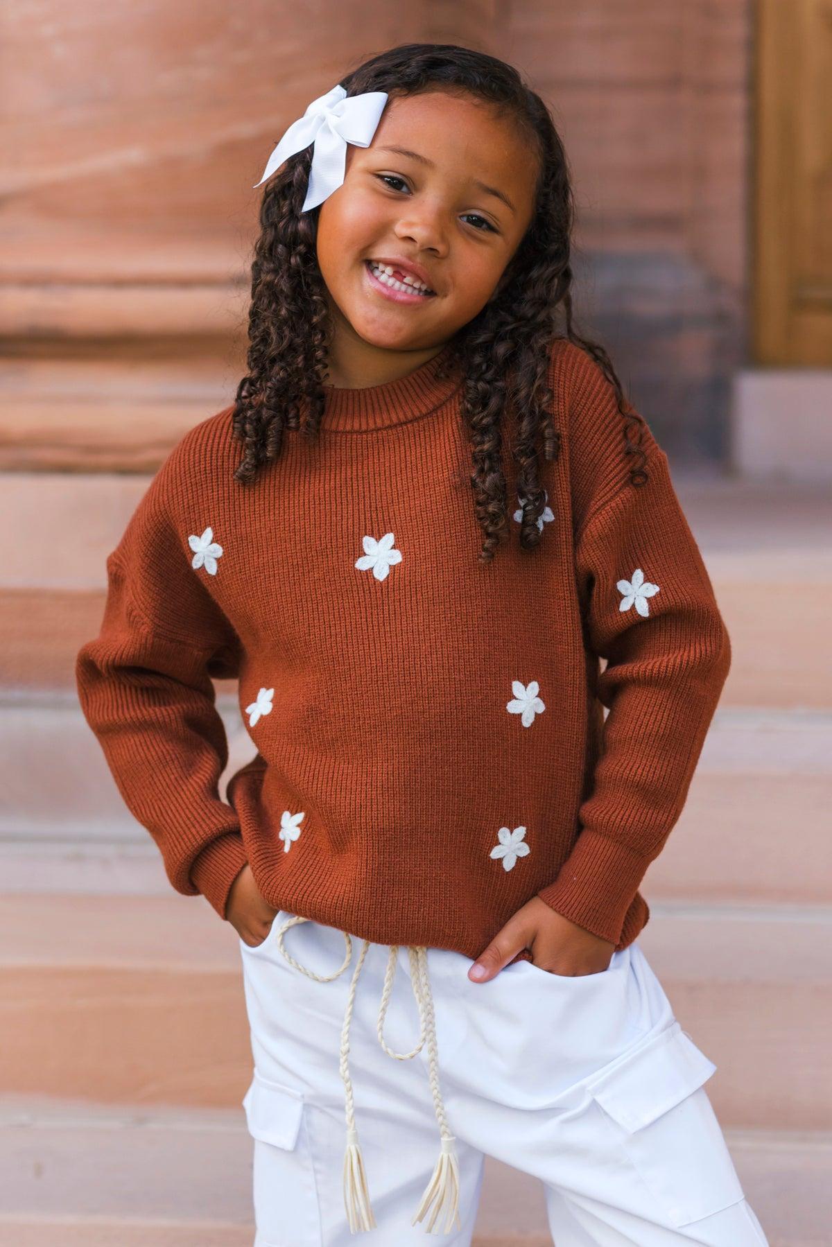 Brown Flower Sweater Cargo Pant Set