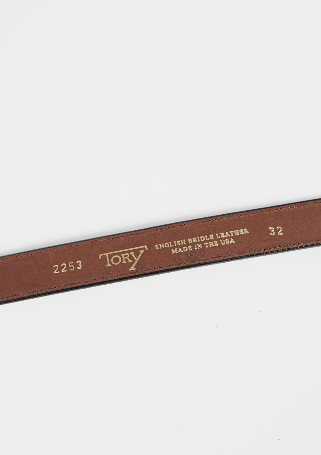 Stitched Leather Belt / Gold Buckle
