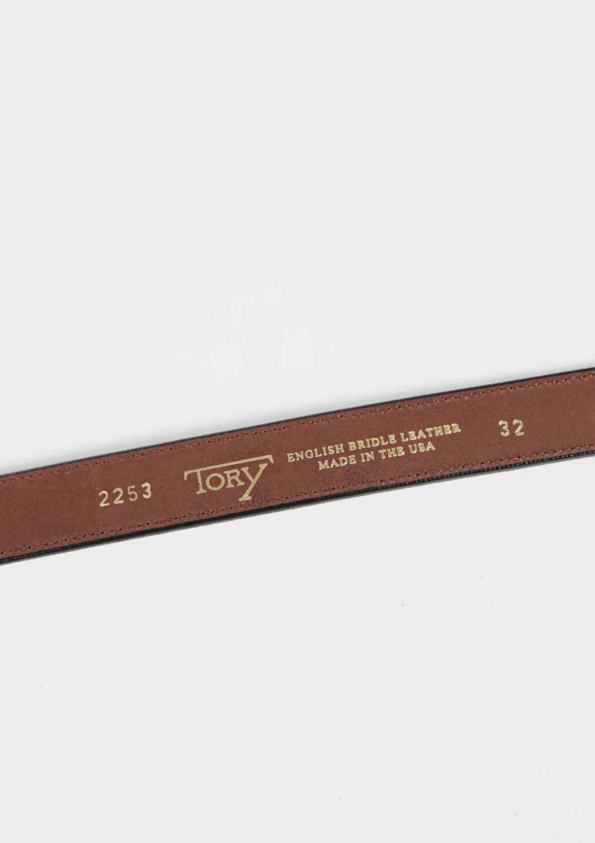 Stitched Leather Belt / Gold Buckle