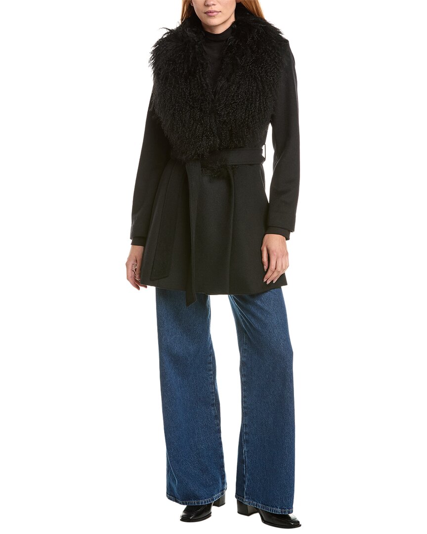 sofiacashmere Oversized Collar Wool-Blend Coat
