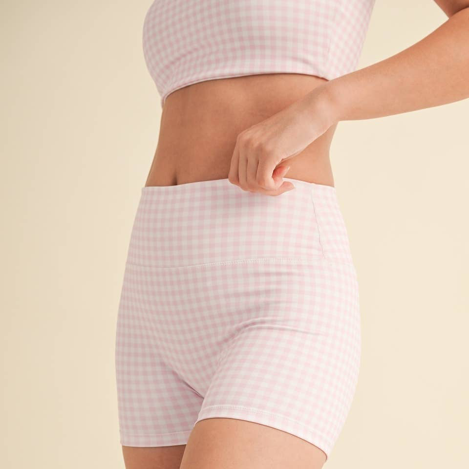Aaliyah Biiker Shorts: Pink Gingham