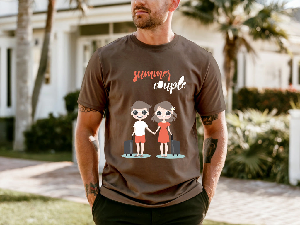 Couple On Vacation Men's Round Neck Loose Short Sleeve