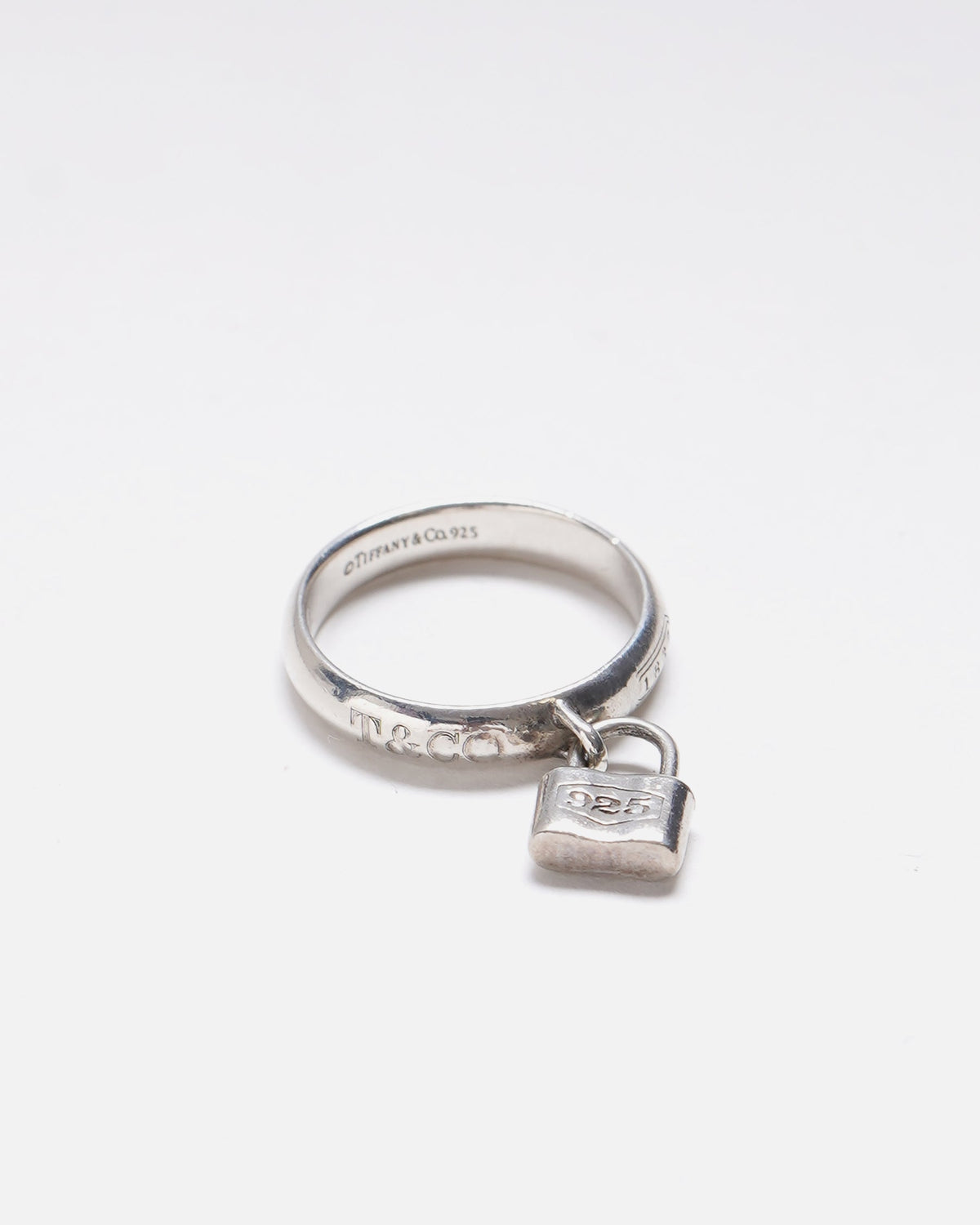 Silver Padlock Charm Ring / Size: 6