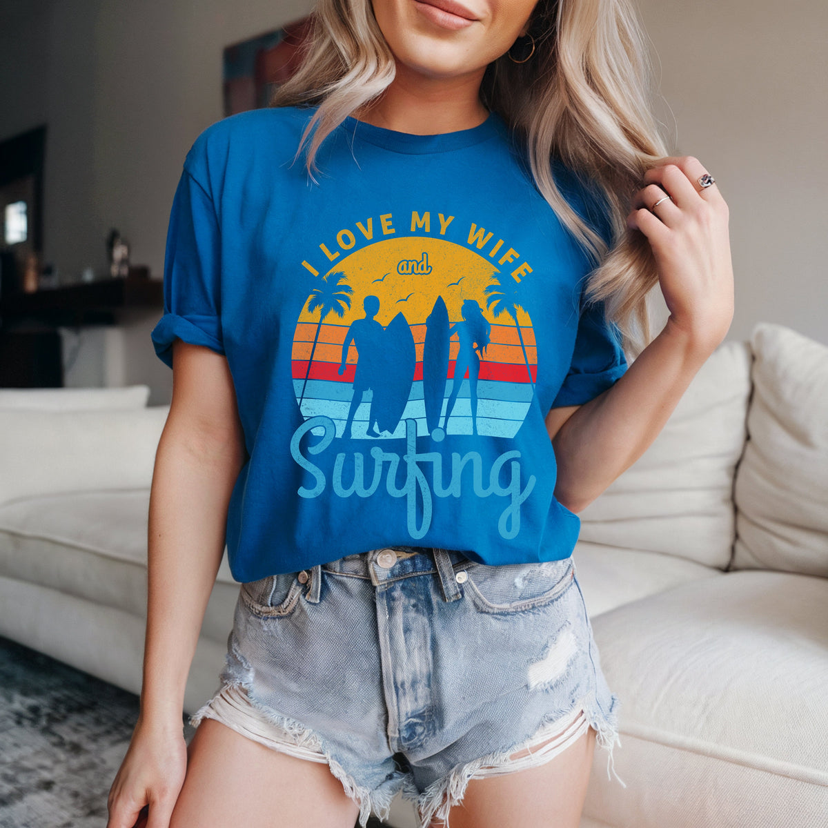 Couple On Vacation Women's Cute Cartoon Short Sleeves