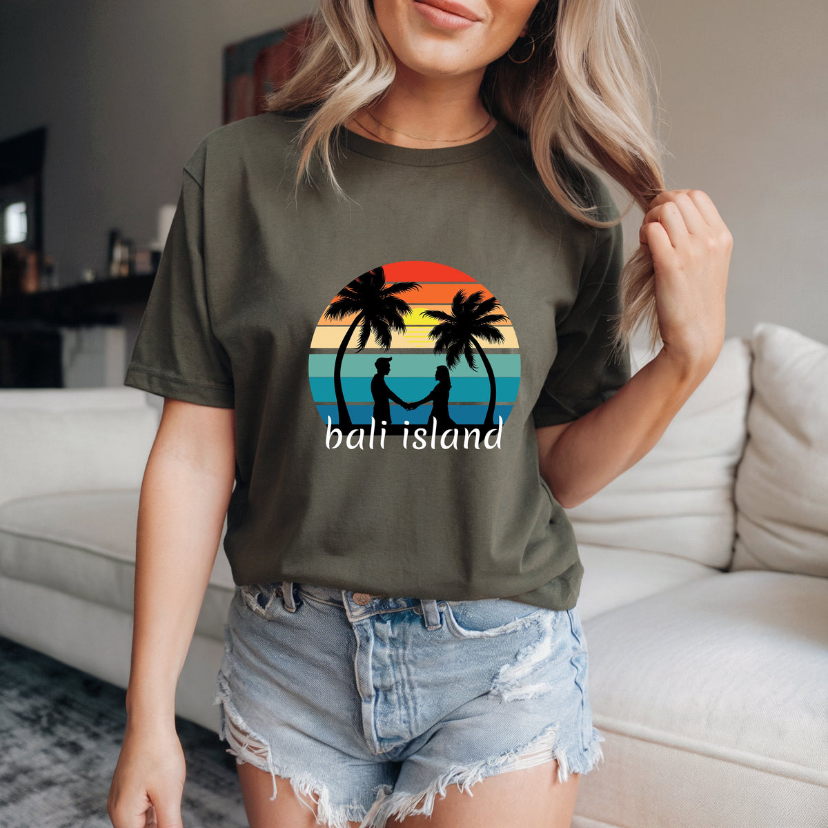 Couple On Vacation Women's Cartoon Cute Short Sleeves