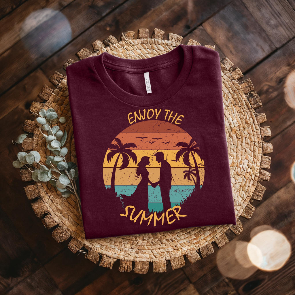 Couple On Vacation Unisex Cotton Comfortable Breathable Short Sleeve