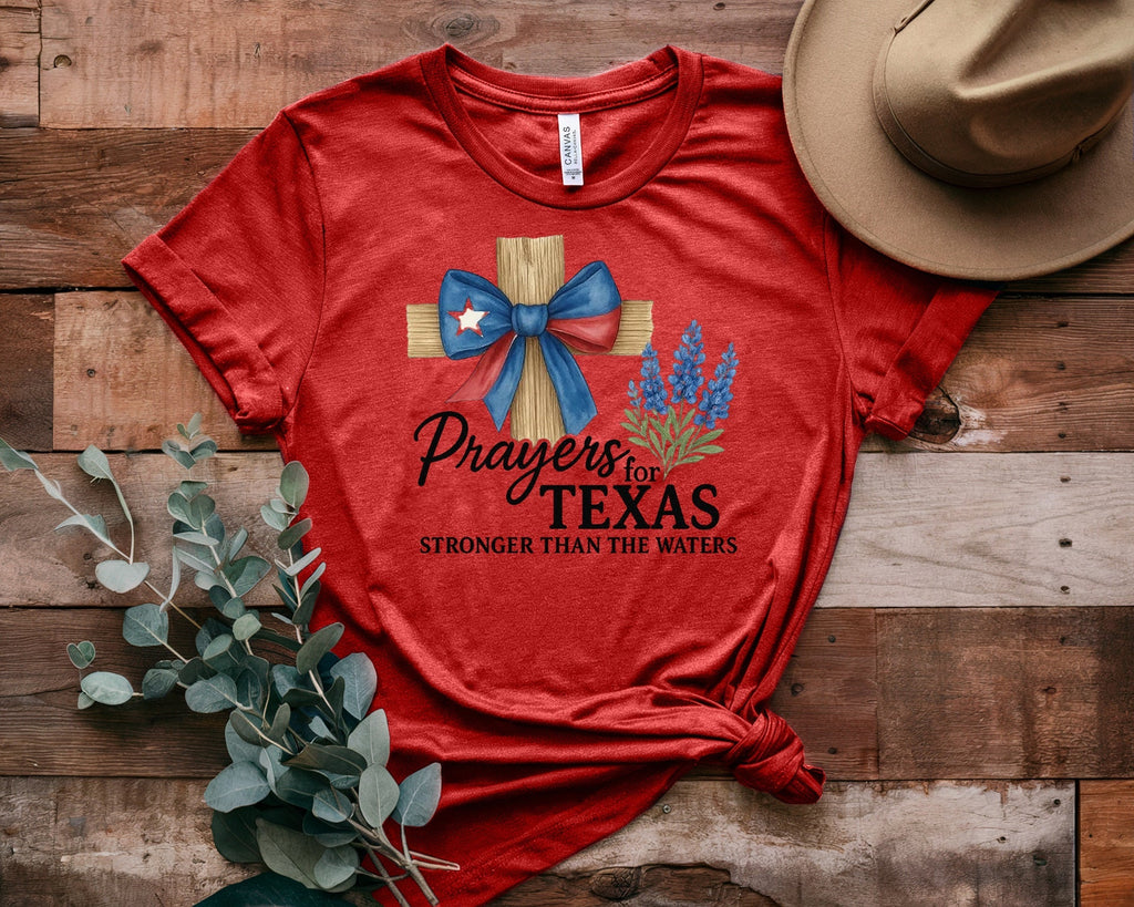 Texas Strong Pray Heat Printed T-Shirt