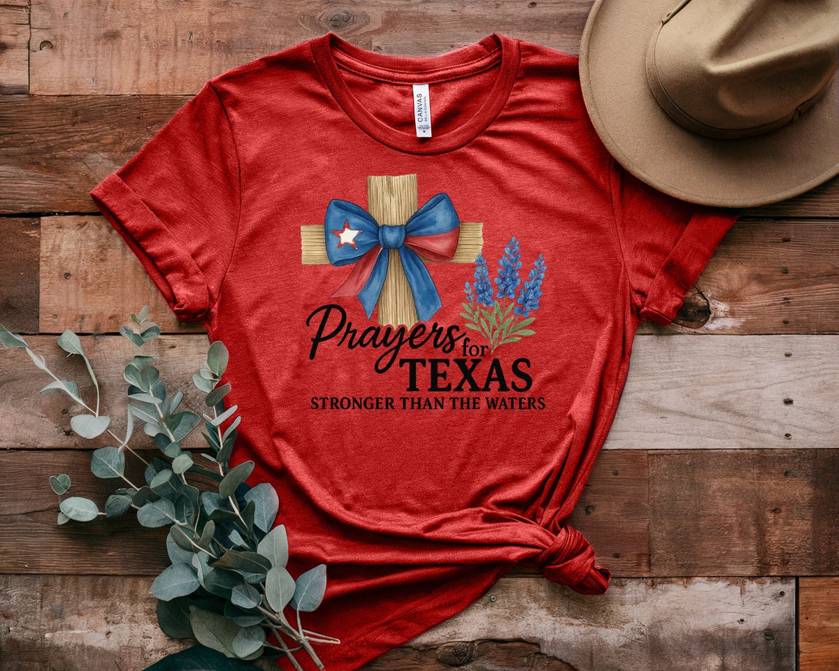 Texas Strong Pray Heat Printed T-Shirt