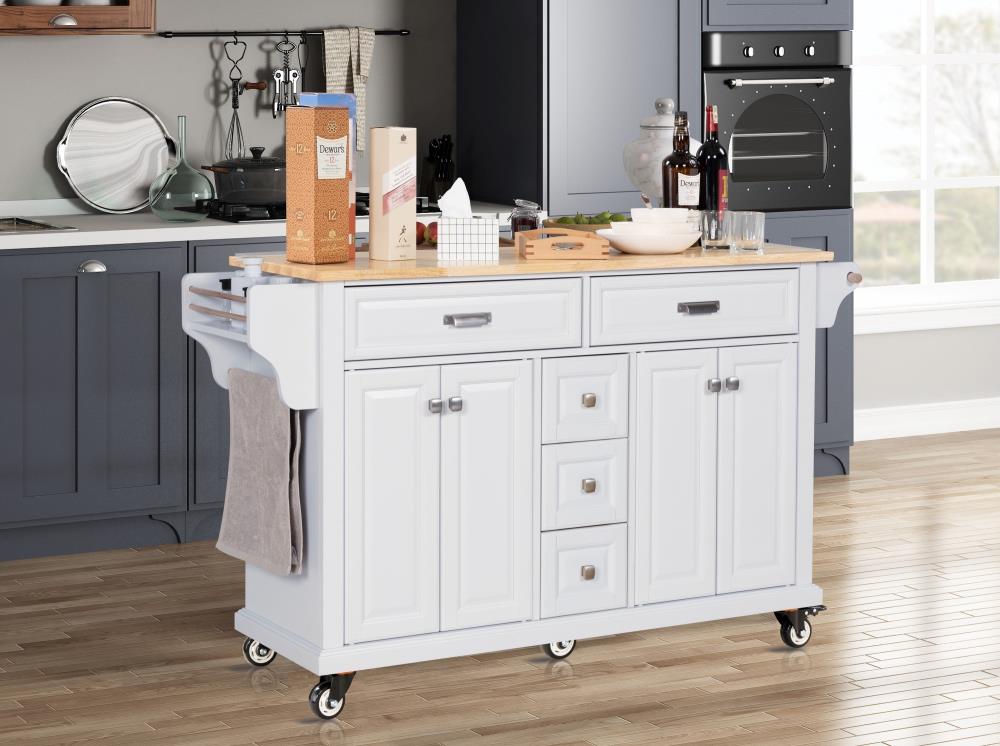 Large Kitchen Island with Rubberwood Countertop