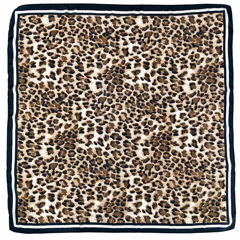 Framed Border Leopard Pattern Print Square Scarf