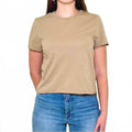 Jackie Raw Edge Short Sleeve Daily Crew Tee In Macadamia