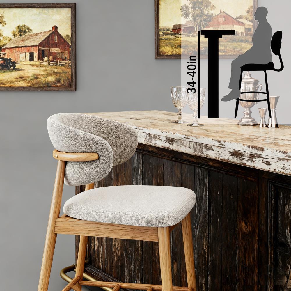 Upgraded Modern Counter Height Bar Stools with Solid Ash Wood Frame