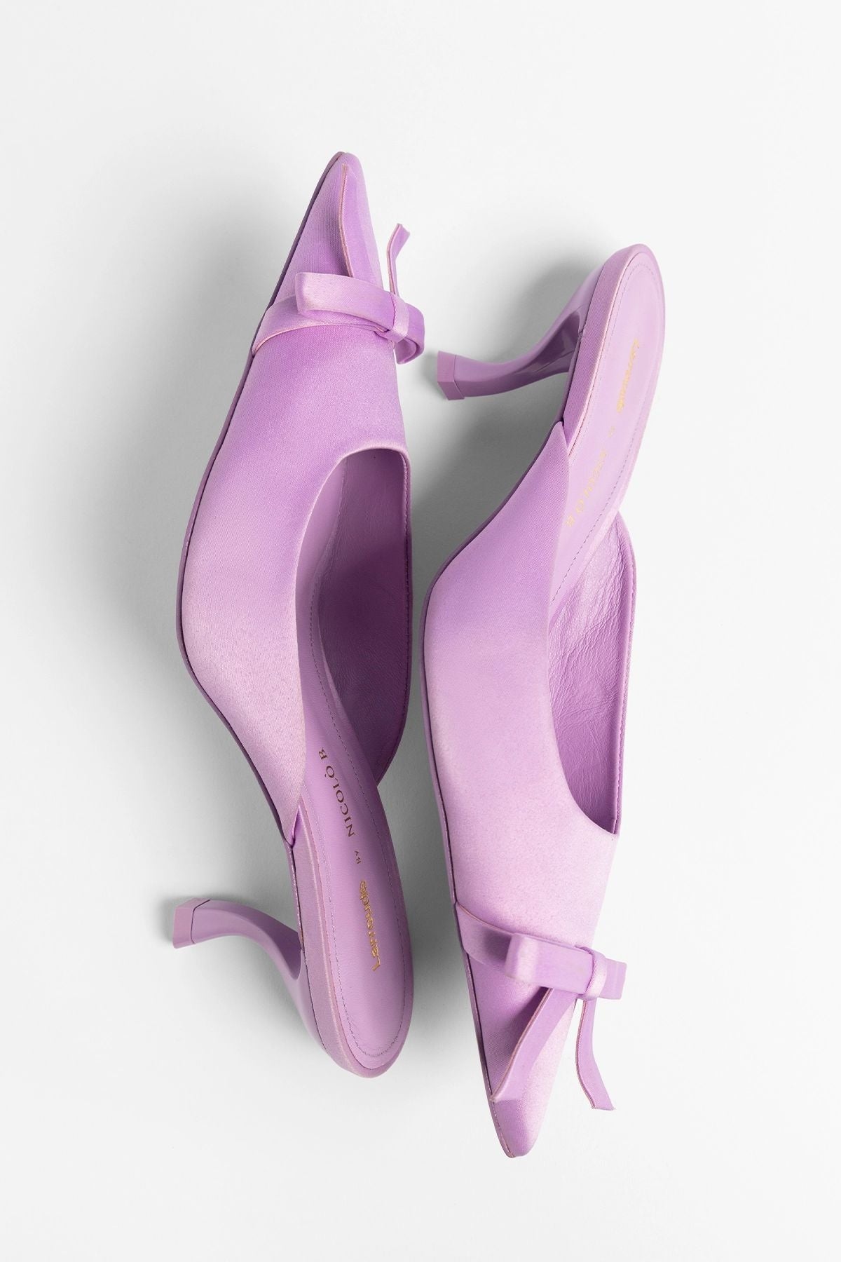 Larroudé by Nicolò B.: Maria Mule Lilac Satin