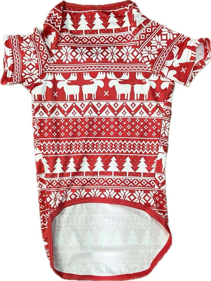 Red and White Snowflake Matching Family Christmas Pajamas-Dog Pajamas Included