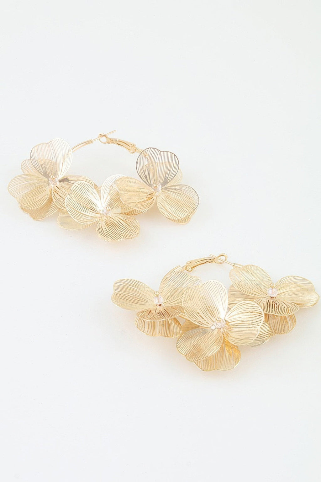Triple Delicate Flower Hoop Earrings