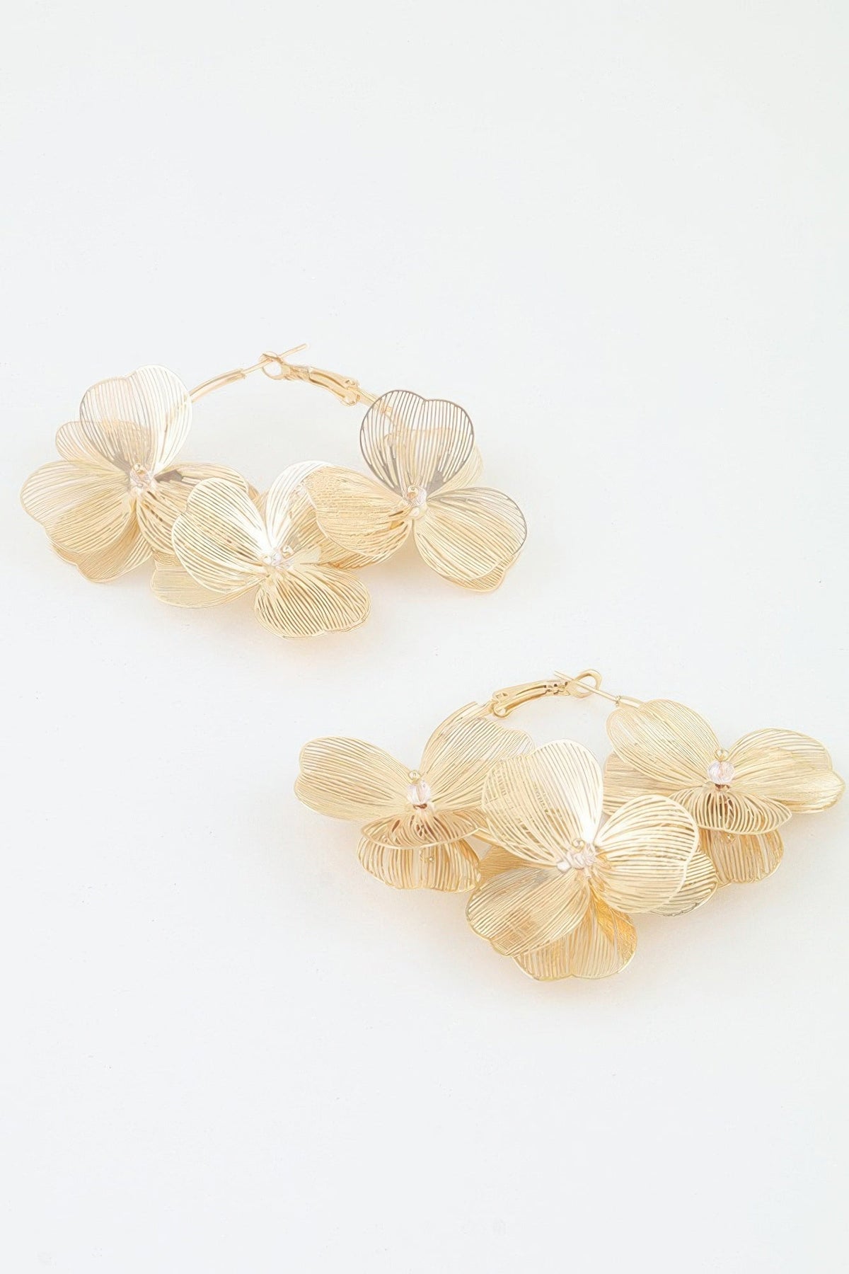 Triple Delicate Flower Hoop Earrings