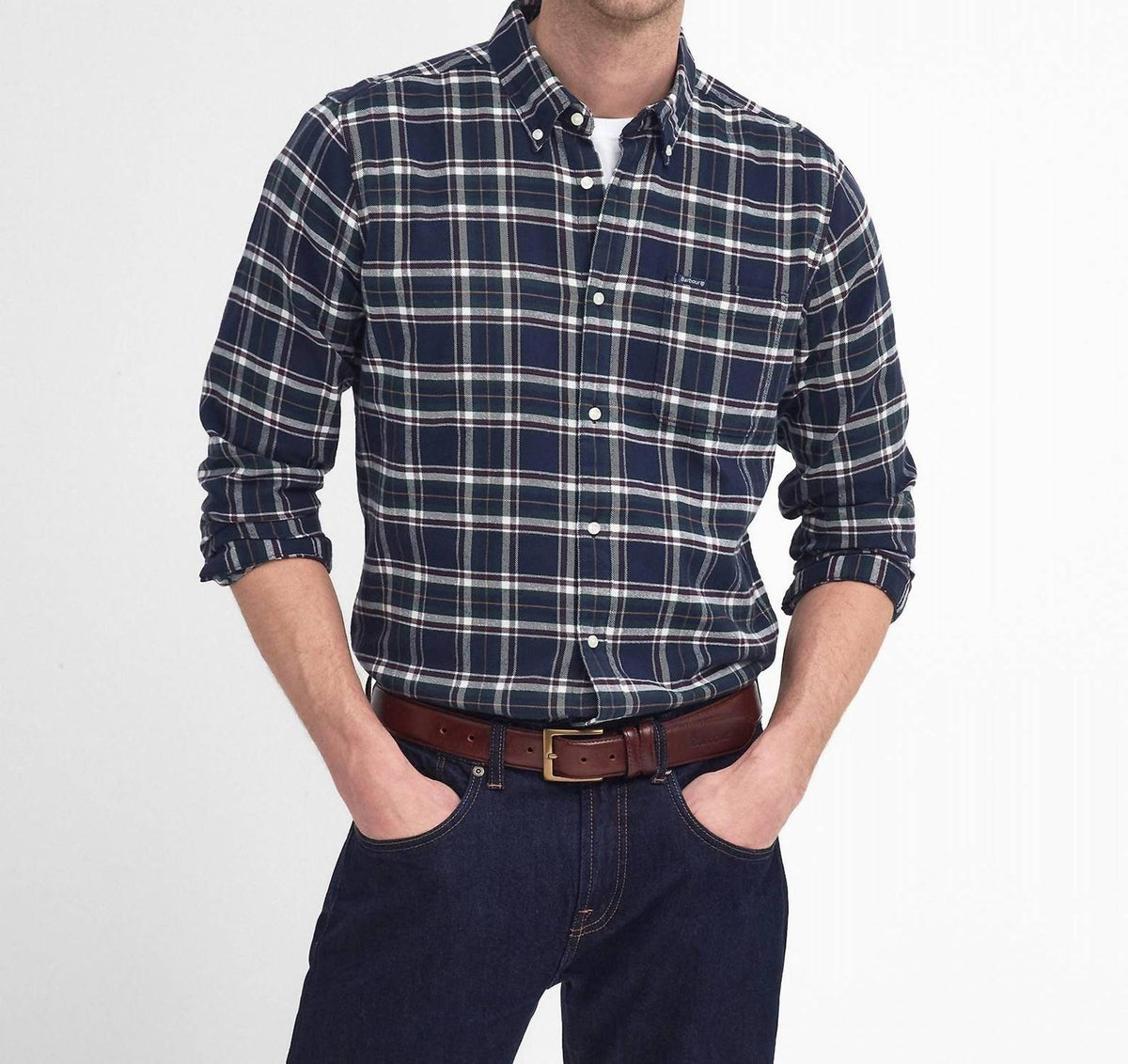 Drumhill Tailored Checked Shirt In Navy