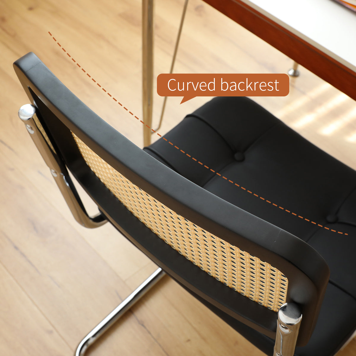 Contemporary Upholstered Chairs with Rattan Detailing