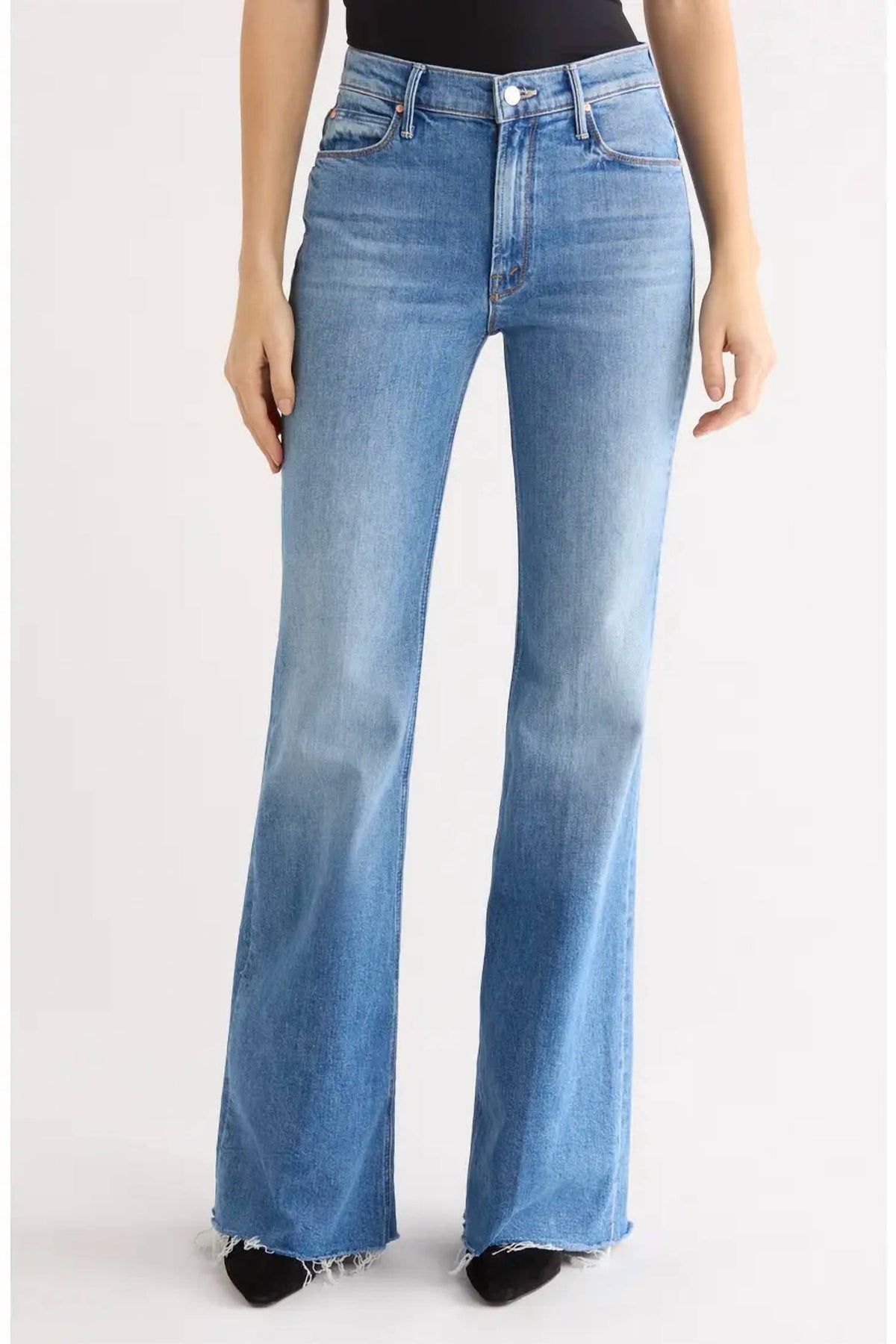 Doozy Fray Hem Flare Jeans In Heads Or Tails