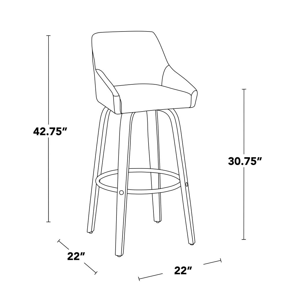 Modern Bar Chairs with Upholstered Cushions and Metal Footrests
