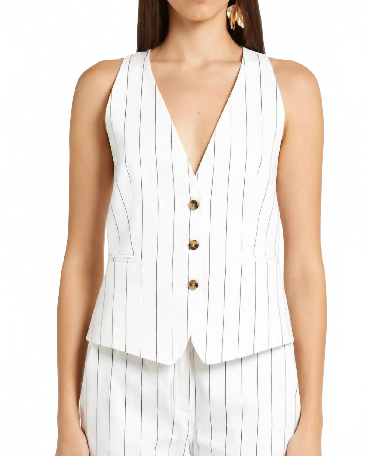 Teso Sleeveless Blazer In White Stripe