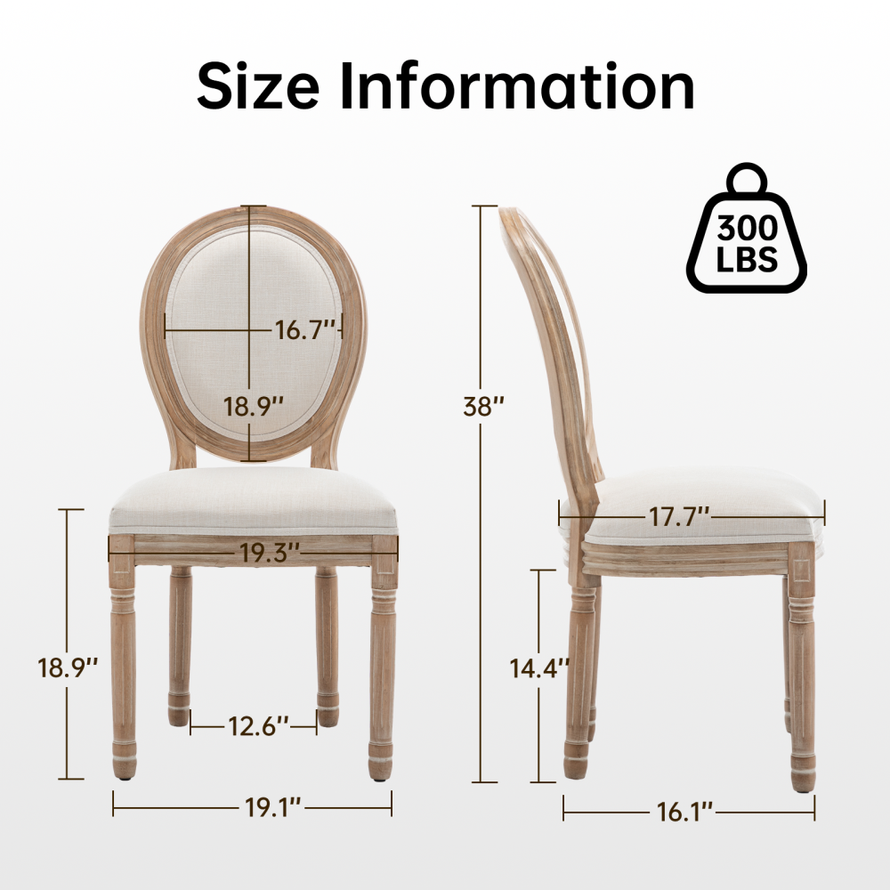 Farmhouse Solid Wood Dining Chairs with Cushioned Seats