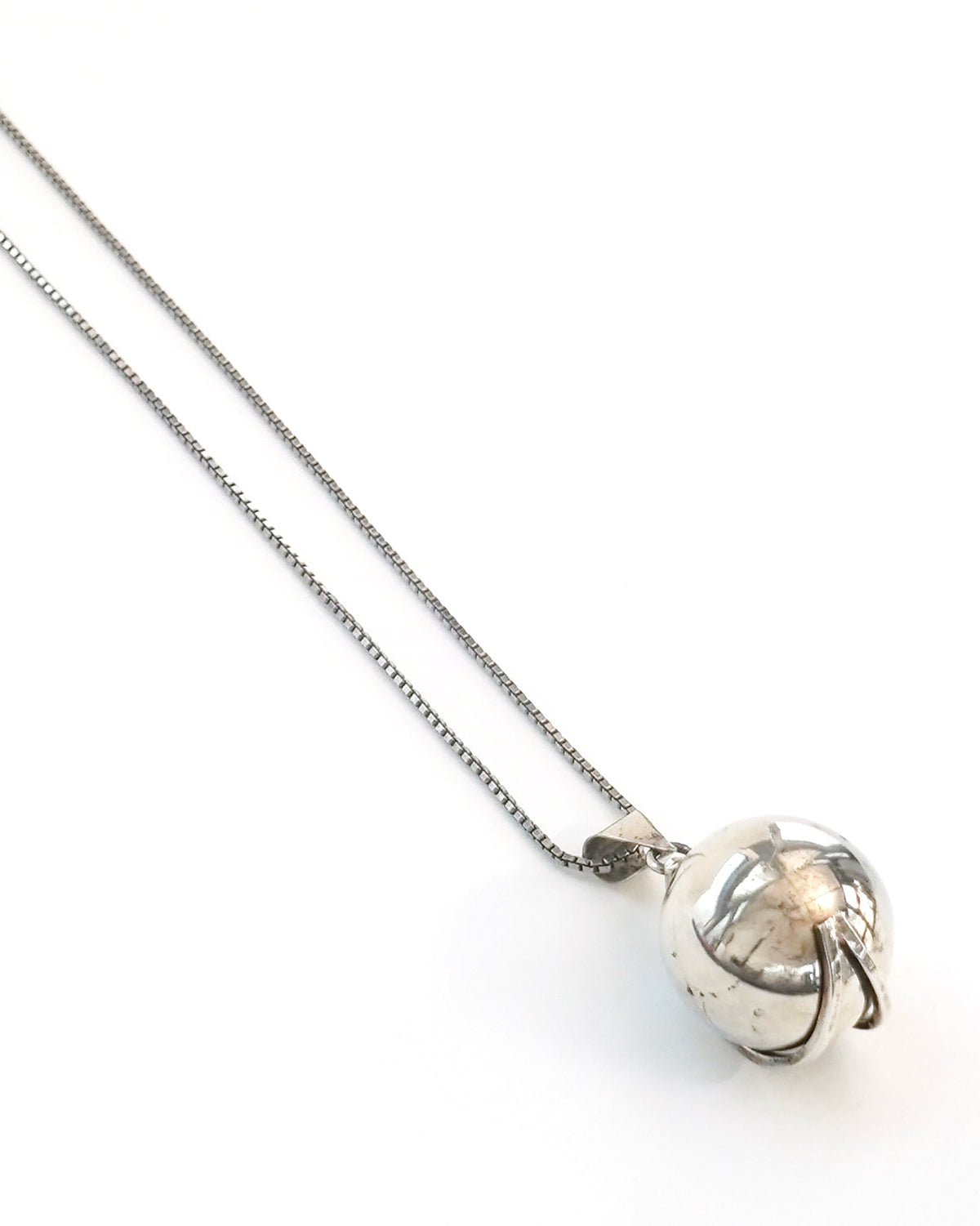 Silver Chain Necklace w/ Chime Ball Charm