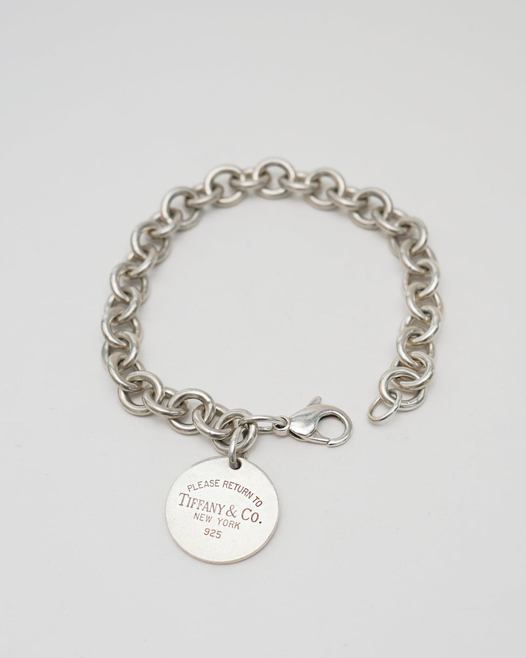 Silver Round Tag Charm Bracelet