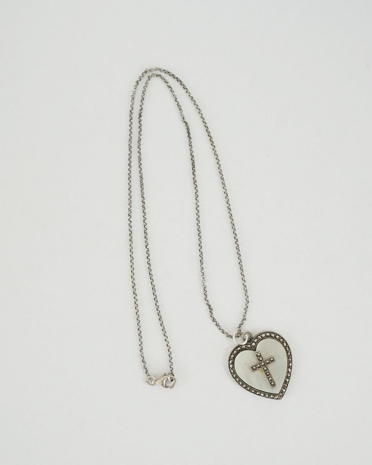 Silver Chain Necklace w/ Religious Charm