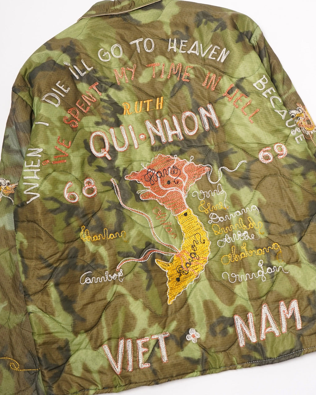 1960's Vietnam Embroidered Camo Quilting Souvenir Jacket