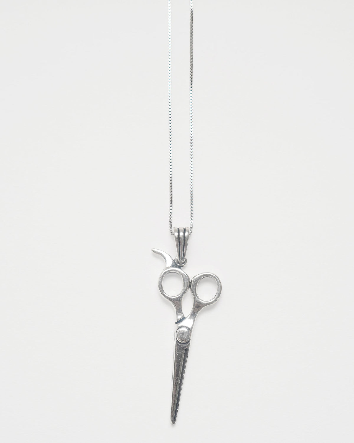 Silver Chain Necklace w/ Scissors Charm