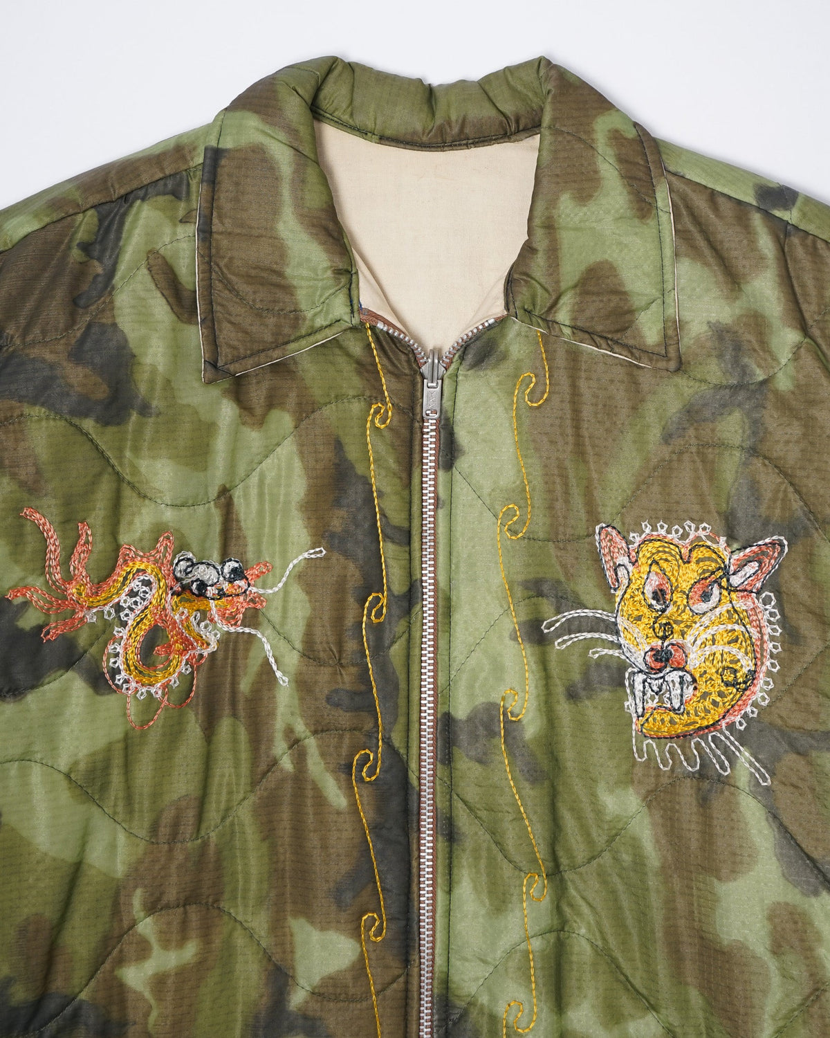 1960's Vietnam Embroidered Camo Quilting Souvenir Jacket