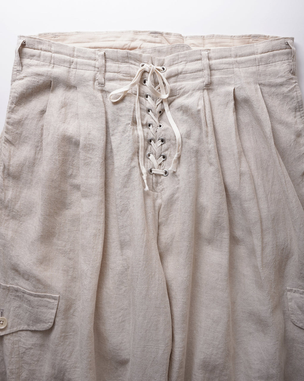 Lace-Up Front Linen Pants