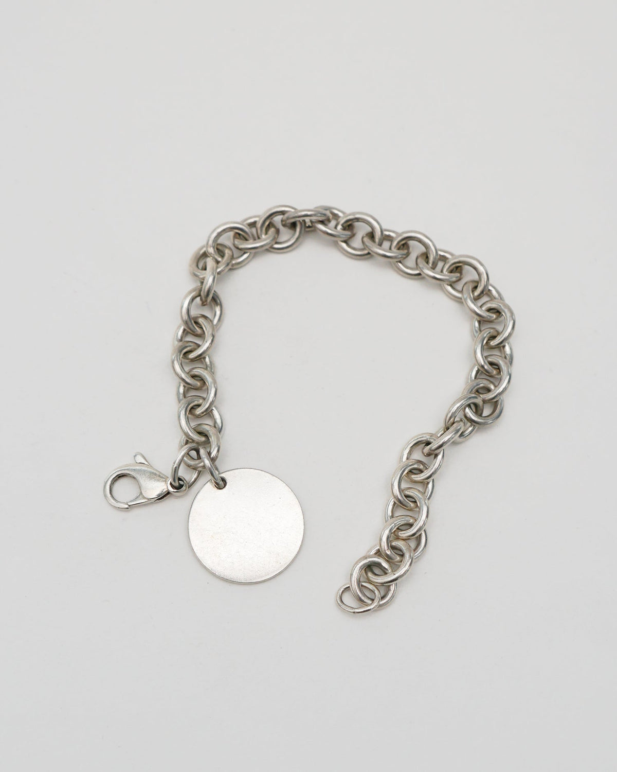 Silver Round Tag Charm Bracelet