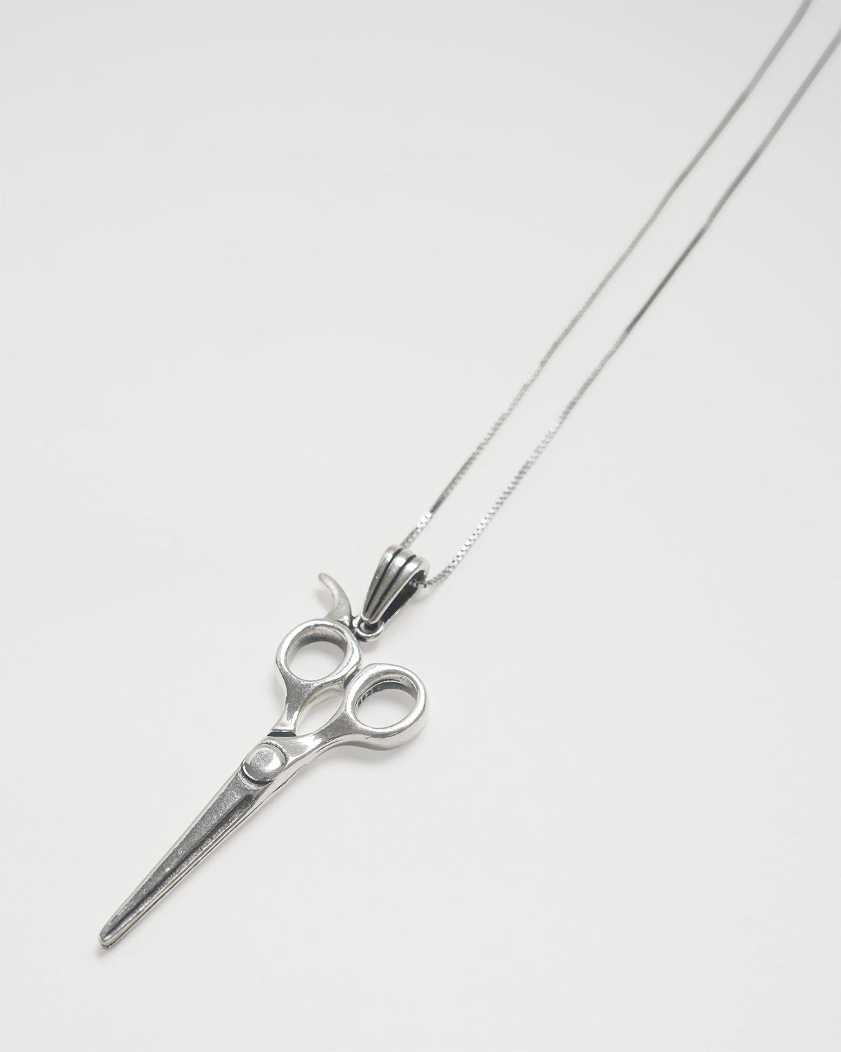Silver Chain Necklace w/ Scissors Charm