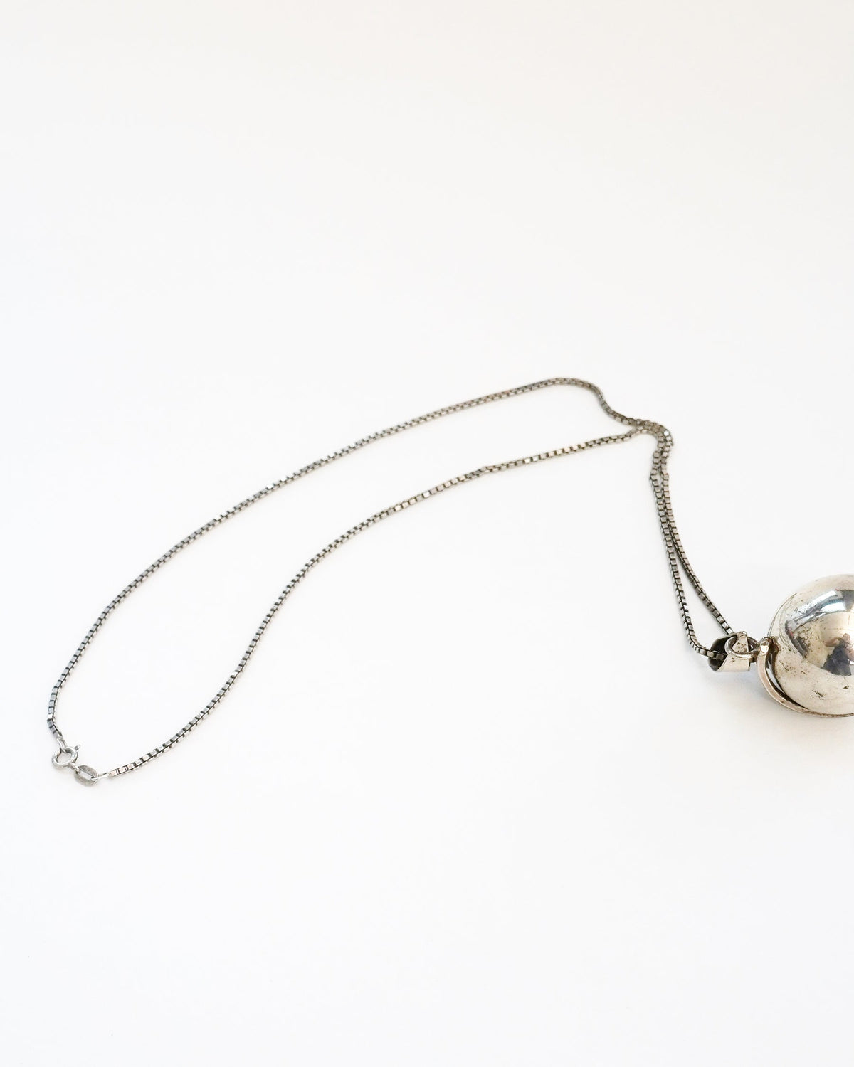 Silver Chain Necklace w/ Chime Ball Charm