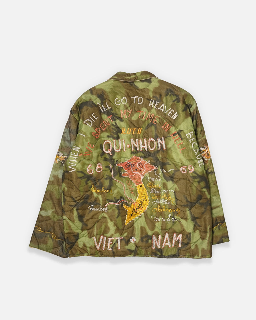 1960's Vietnam Embroidered Camo Quilting Souvenir Jacket