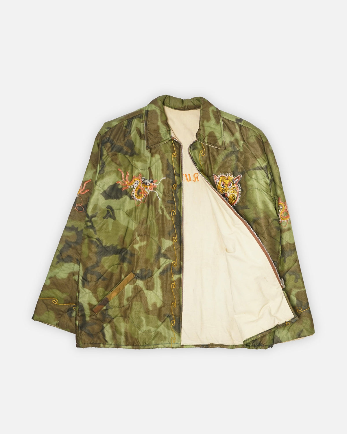 1960's Vietnam Embroidered Camo Quilting Souvenir Jacket