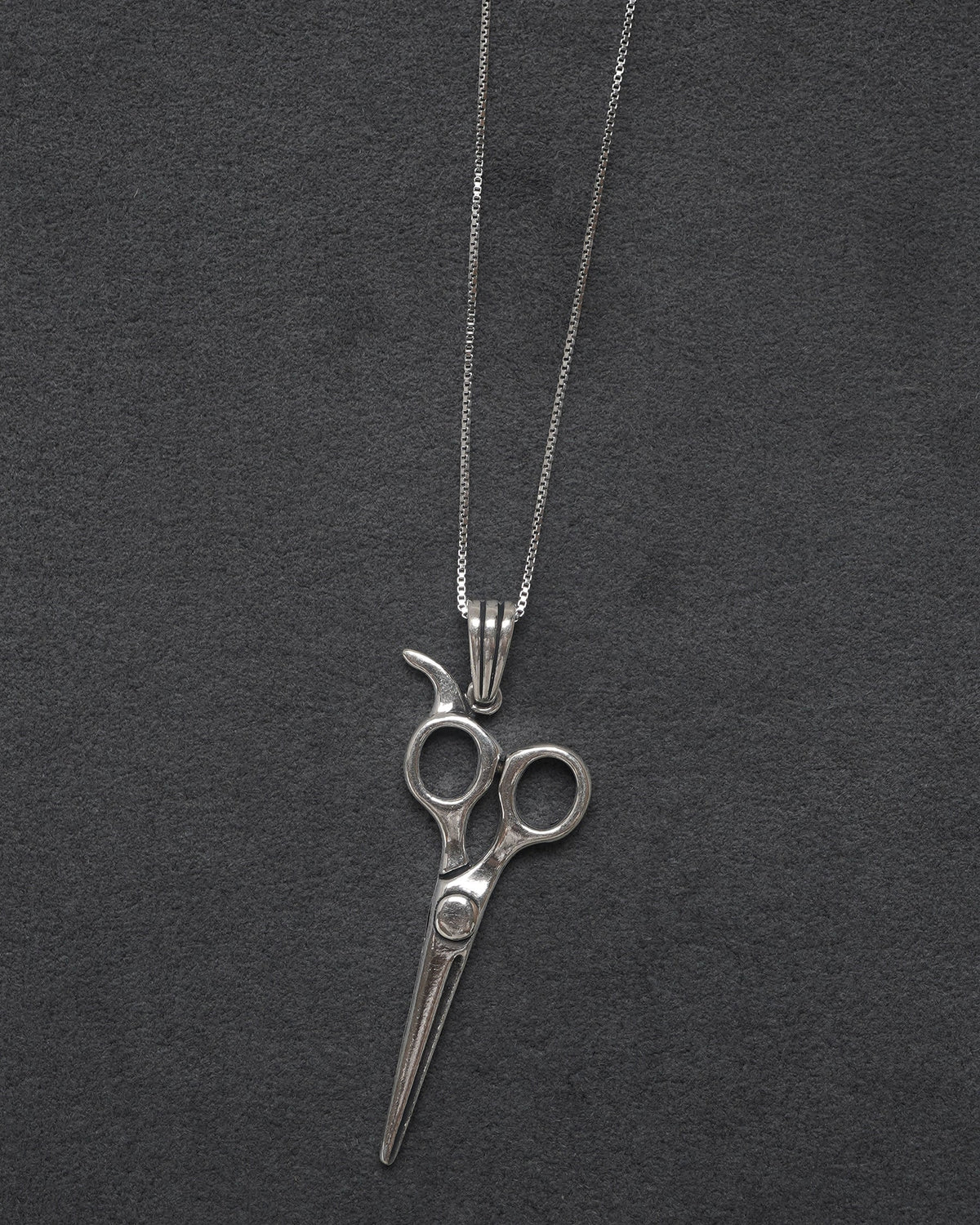 Silver Chain Necklace w/ Scissors Charm
