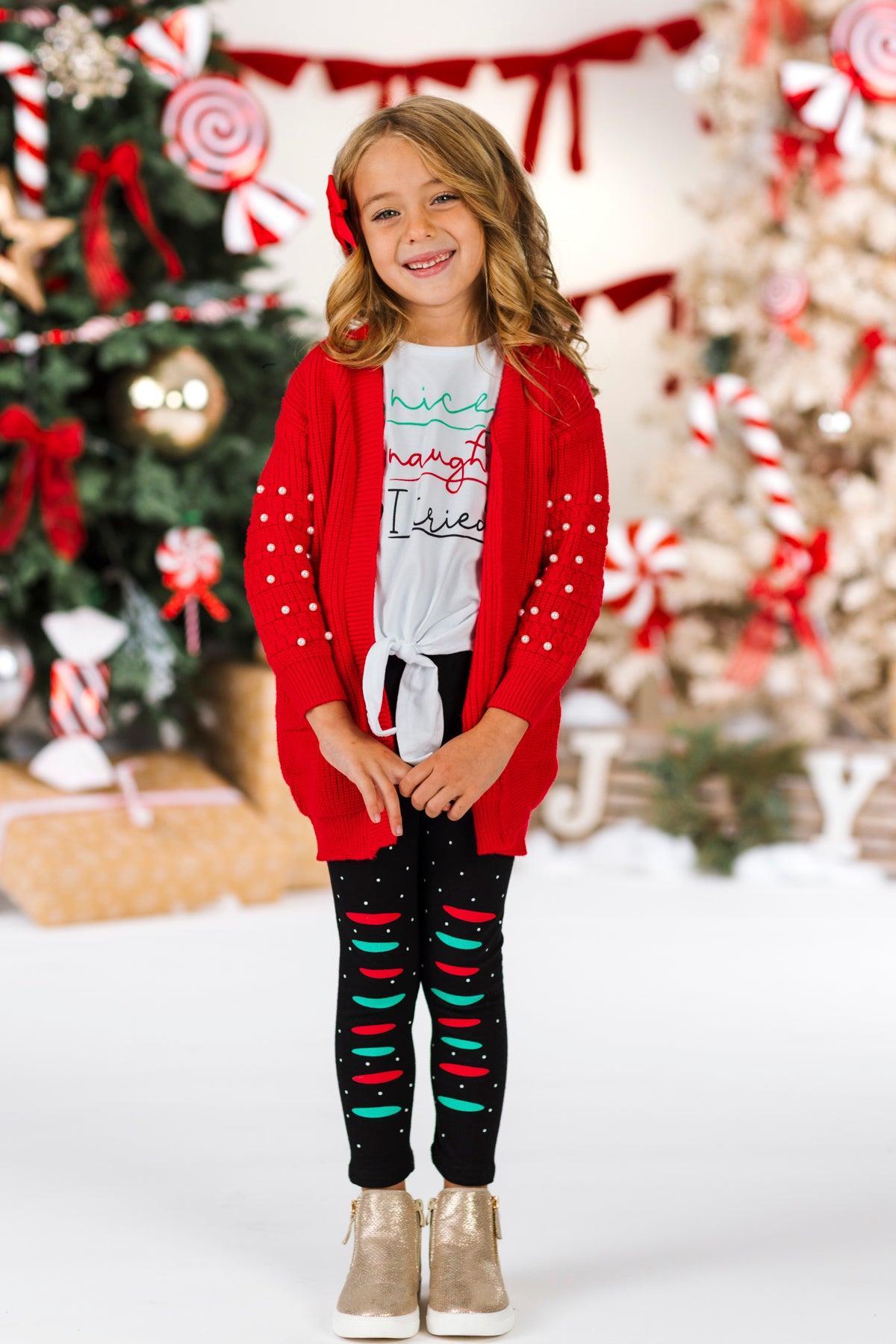 "Nice, Naughty, I Tried" White Legging Set