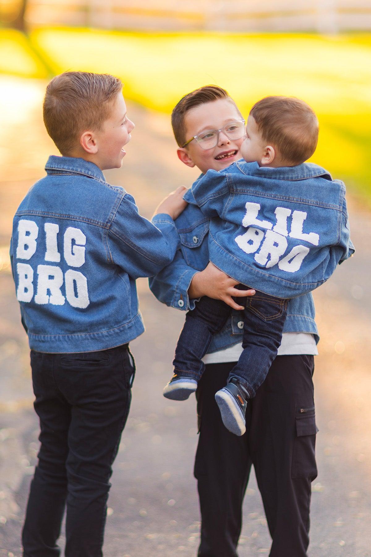 "Big Sis, Lil Sis, Big Bro, Lil Bro" Denim Jacket