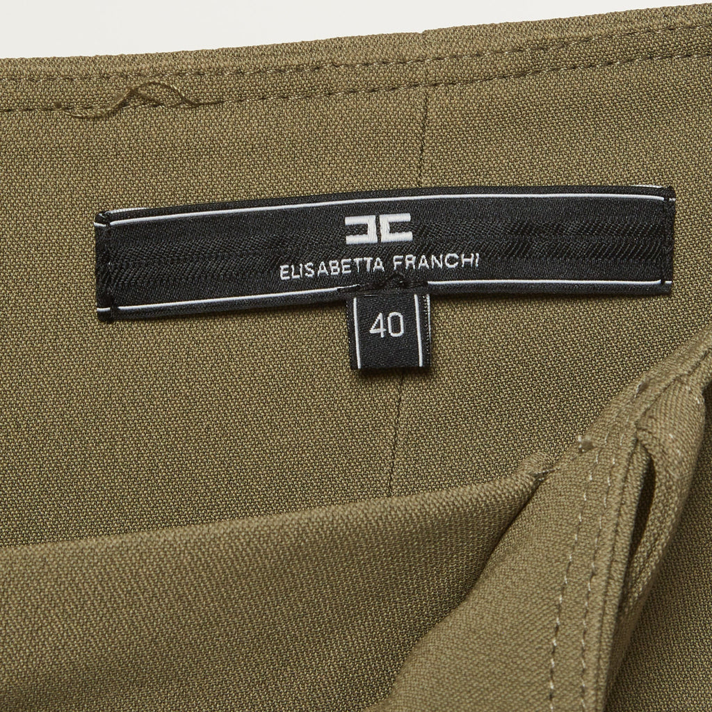 Elisabetta Franchi Green Crepe Slim Fit Trousers