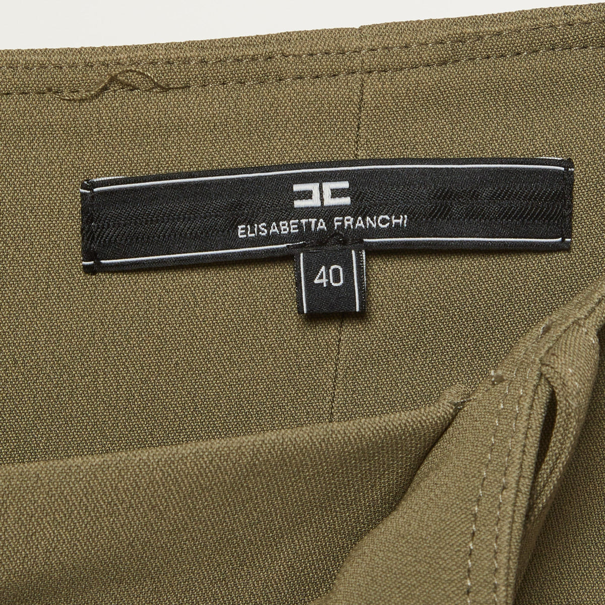 Elisabetta Franchi Green Crepe Slim Fit Trousers