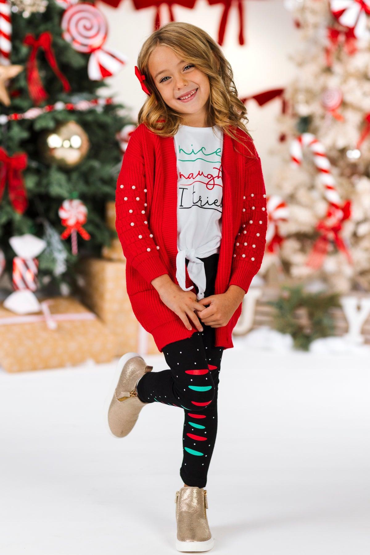 "Nice, Naughty, I Tried" White Legging Set